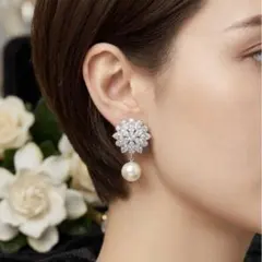 【新品】イヤリング 上品　結婚式 パール　綺麗め ハレの日　フォーマル