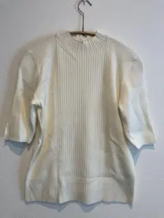 GU リブニットセーター L オフホワイト