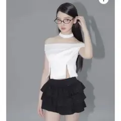 スカート andwang Kirakira frill mini skirt Kirakira frill culotte mini skirt (gray)