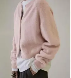 アダムエロペ　カシミヤ混　カーディガンニット　ピンク