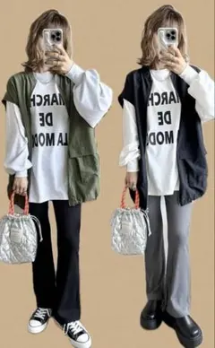 リブパンツ スリット入り レディース　しまむら　コラボ　mayo