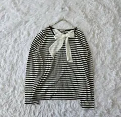 C.O.L.Z.A ボーダータイリボン長袖Tシャツ カットソーL