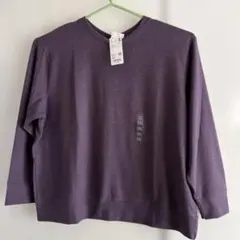 ユニクロ　レディース　3Lパープル 長袖 ソフトニットフリースクルーネックT