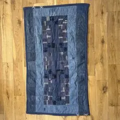 藍染　デニム　大きいマット　手縫い　パッチワーク　ラグ　ハンドメイド