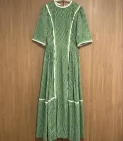 緑　グリーン　花柄　ワンピース　ヴィンテージ 古着　70年代　70s