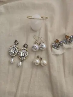 パールとストーンのピアスセット　バングル　まとめ売り