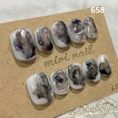 ネイルチップ　658 ベリーショートラウンド　ニュアンス　インク