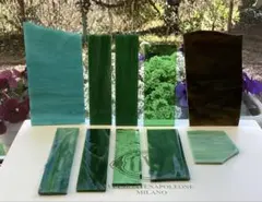 ステンドグラス　ガラス端材　グリーン系