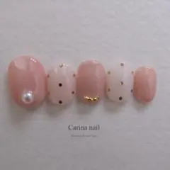 5703 ジェルネイルチップ エレガント さくらピンク ホロドット