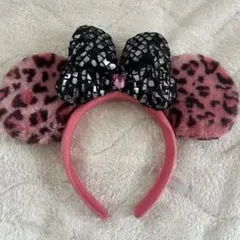 ディズニー ミニー ヒョウ柄 カチューシャ ピンク