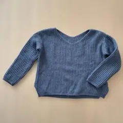 スピックアンドスパンリブ編みVネックセーター 毛100%