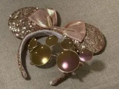 ディズニー　スパンコールカチューシャ、サングラス　ピンクゴールドセット