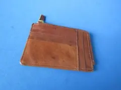 コイン＆カードケース 収納力抜群 茶色系 レザー製 ラウンドファスナー 新品