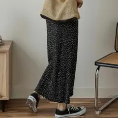 プリーツロングスカート　セルフカットプリーツスカート