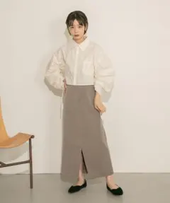 最終値下げ　KBF ドロストギャザースリーブシャツ　綿100%