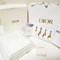 Dior ノベルティギフトセット（タオル2枚組、ジャドールミニ香水、トランプ）