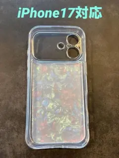 iPhone17用 クリアケース カラフルホログラムデザイン