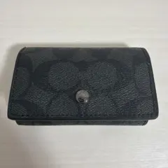 coach コーチ　キーケース　5連　ブラック　レザー　ロゴ　シグネチャー