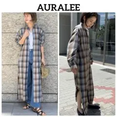美品　オーラリー　5.7万円　チェック柄 マキシ ワンピース　ウール　洗える