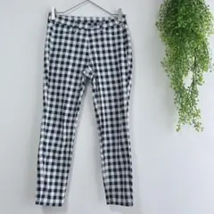 【ユニクロ】 チェックプリントクロップドレギンスパンツ ウルトラストレッチパンツ