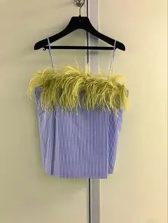 〓LE CIEL BLEU〓 青 ストライプ × 黄 フェザー キャミソールのサムネイル