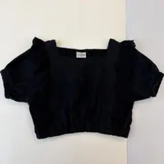 mirror bae フリル付き黒ショートトップス 90