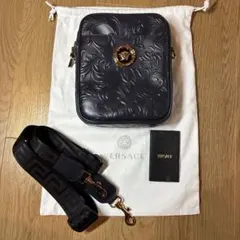 未使用品】ヴェルサーチ バロッコ レザー ショルダーバッグ ネイビー