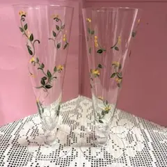 ハンドペイント　シャンパングラス　パフェグラス　ミモザ