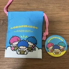 セリア ゴロピカドン 巾着 缶バッジ