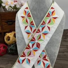 ✨成人式や卒業式に✨麻の葉の刺繍入り♪日本製　クリップ付き伊達衿 重ね襟　新品