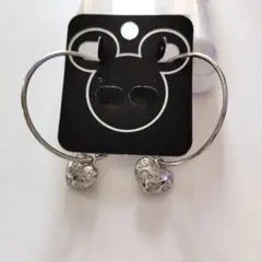 ディズニー　ミッキーフープピアス　シルバー