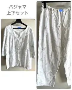 Cleal Laungeネグリジェ パジャマ上下セット綿100%薔薇柄 通気性①のサムネイル