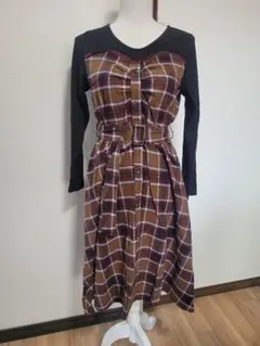 最終値下げ※axes femme ベルト付きレイヤード風ワンピ ワイン