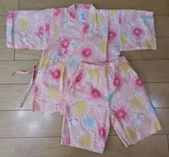 ミキハウス　甚平　110　女の子　花火柄　うさこ