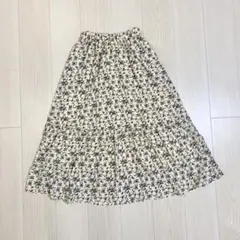 花柄ロングスカート F ナチュラル アイボリー ウエストゴム 古着