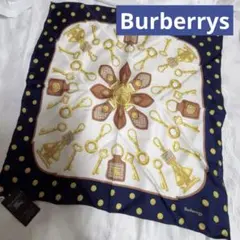 美品 タグ付きオールドBurberrys ヴィンテージ スカーフ 鍵柄 シルクのサムネイル