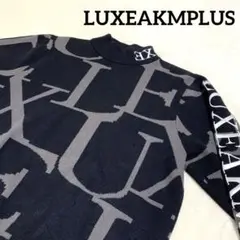 【美品】LUXEAKMPLUS モックネックニット セーター M 刺繍ロゴ