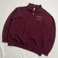 アメリカ古着 JERZEES ハーフジップ スウェット バーガンディ ボルドー