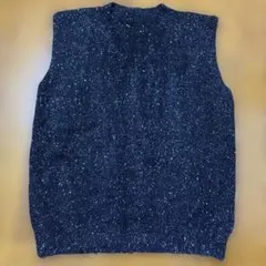 シャギーベスト　ブラック×シルバー　L