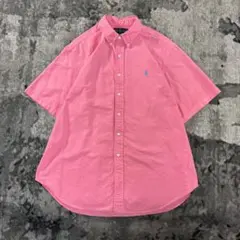 ラルフローレン 刺繍ロゴ ピンクシャツ 無地 超スペシャル一点物 XL ゆるだぼ