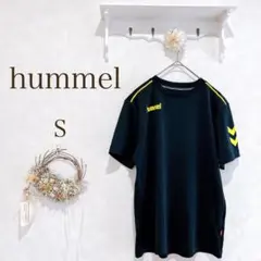 hummel Tシャツ 半袖　ブラック　スポーツ　黄色のロゴ　Sサイズのサムネイル