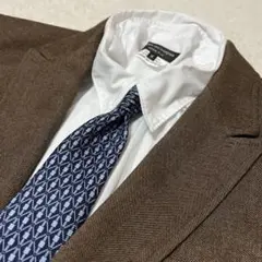 イタリア製 BALMAIN 総柄 幾何学模様シルクネクタイ ネイビー　美品