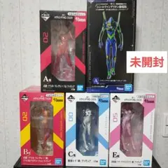 【未開封】エヴァ一番くじフィギュア/初号機、アスカ×2、綾波レイ、マリ