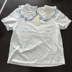 ⭐︎ZARA⭐︎フリル付き襟 ホワイトTシャツ XL