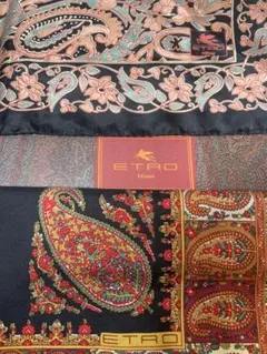 【美品】ETRO ペイズリー柄 シルク100%スカーフ 2枚セット