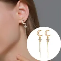 ピアス ゴールド スター ムーン 針S925 【定価3980円】 #C577-4