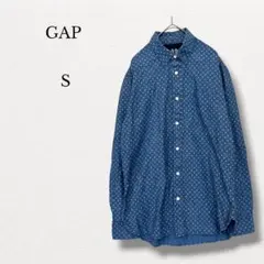 ✳︎ギャップ【S】ジオメトリック柄シャツ 長袖 インド綿 総柄 ブルーのサムネイル