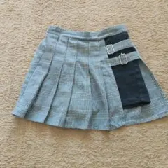 チェック　プリーツ風スカート