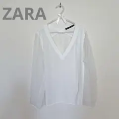 ZARA ブラウス　長袖　ノーカラー　プルオーバー