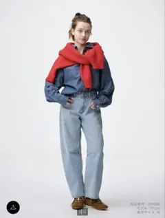 【新品未使用】バレルレッグジーンズ GU ジーユー Sサイズ 62BLUE